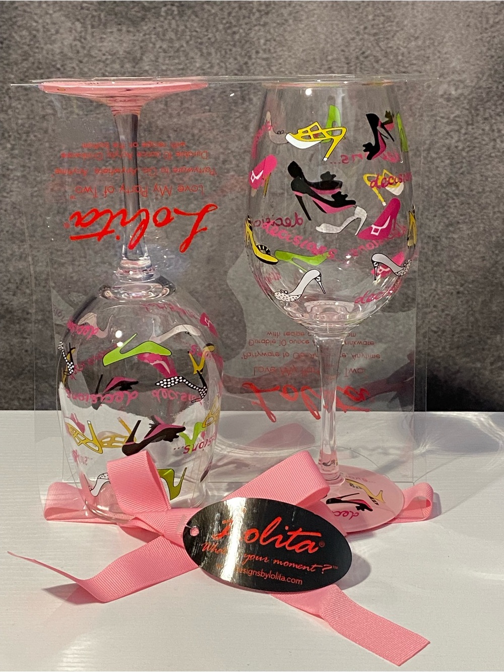 Lolita Decisions Acrylic Wine Glasses Set of 2 Love My Party of Two New⁠